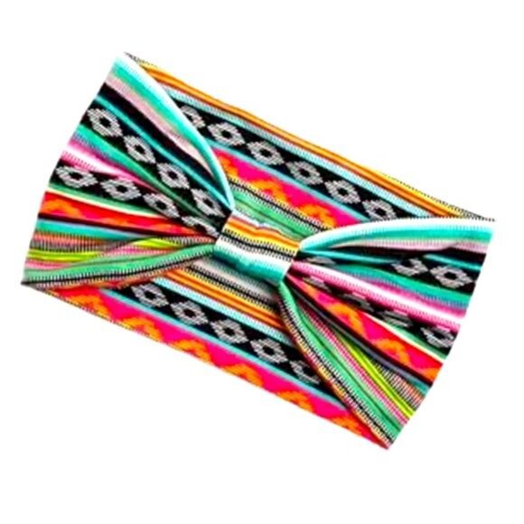 Bohemian Headband - Wide Print Headband – Fashionable Knot Tie Style - Picture 1 of 4